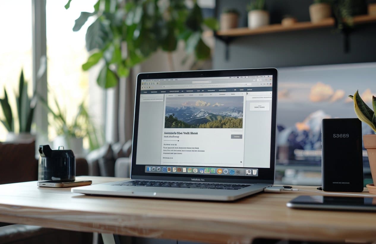 Laptop on a desk showing a hosting dashboard